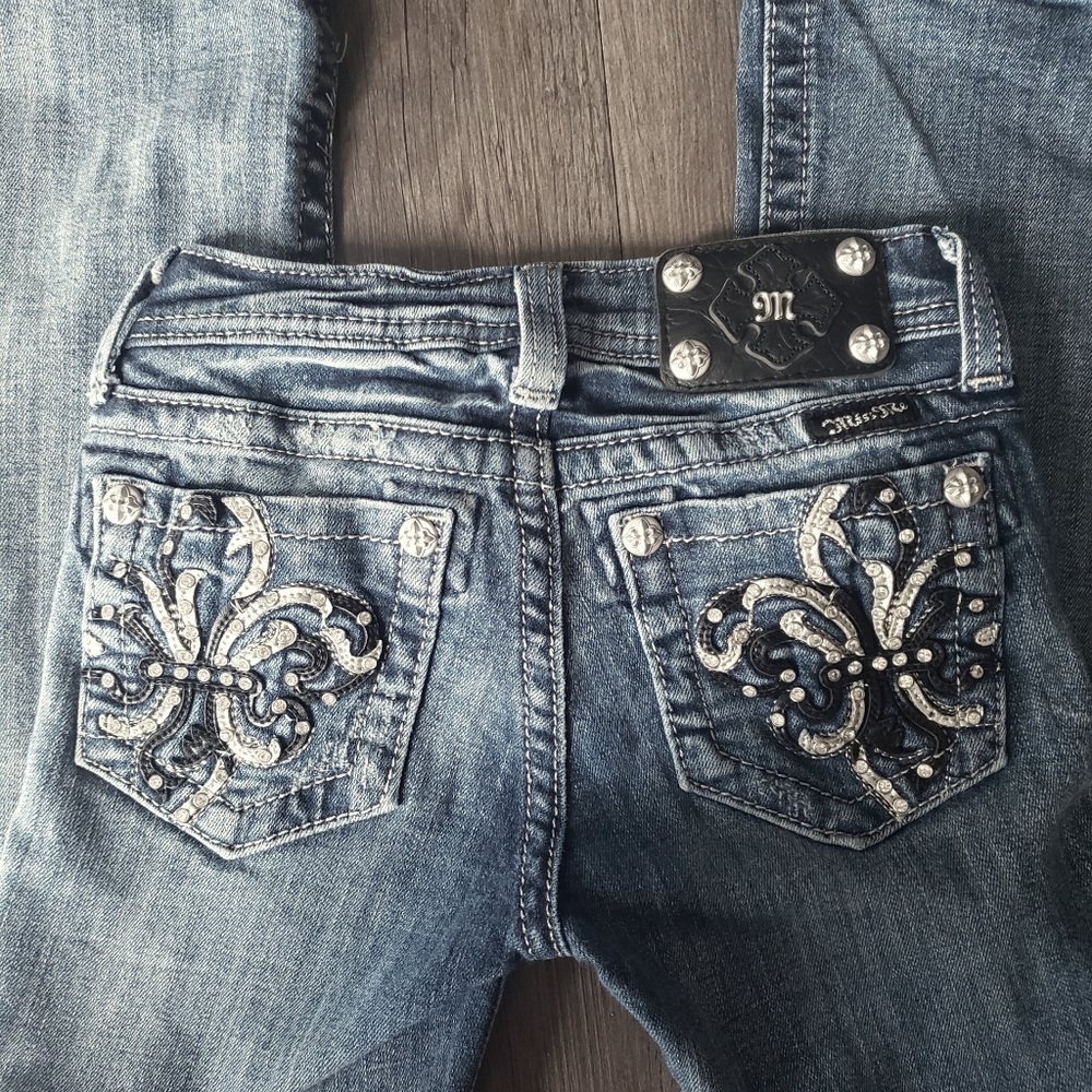 "Miss Me"Juniors Bootcut Fleur de Lis Jeans